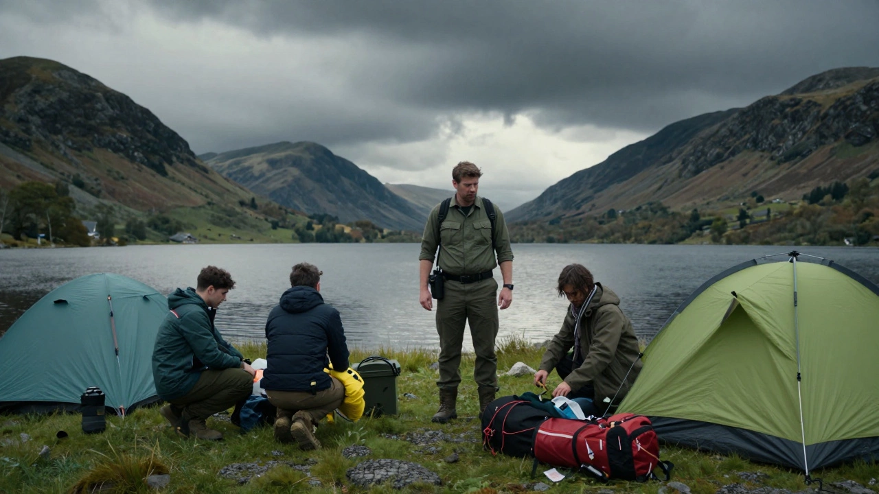 Lake District ranger confronting campers packing up.