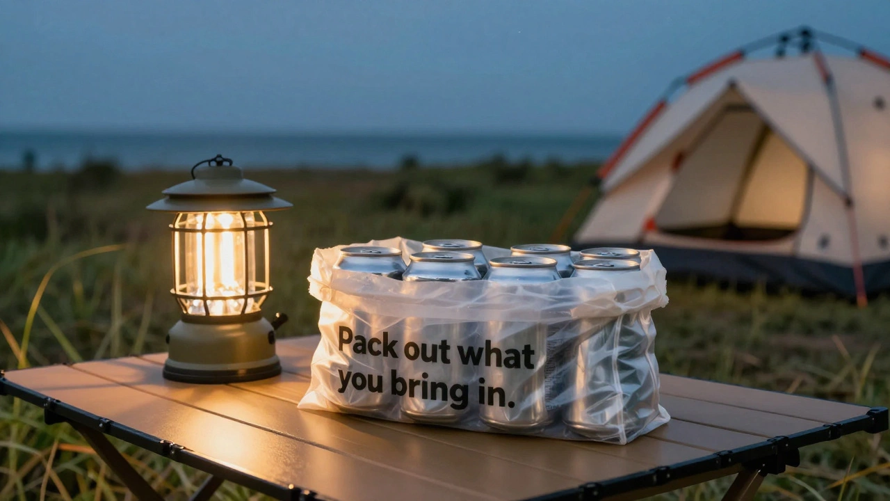 Camping gear and trash bag for eco-friendly cleanup