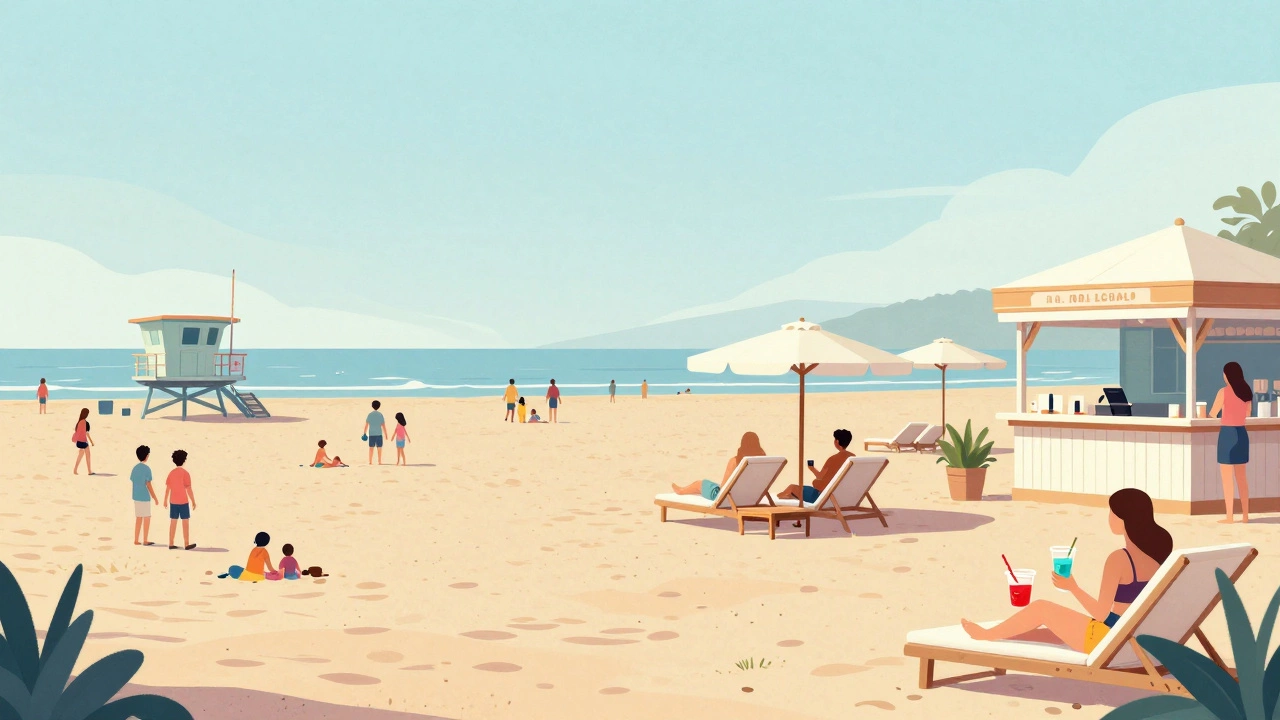 Split view comparing public and private beach rules