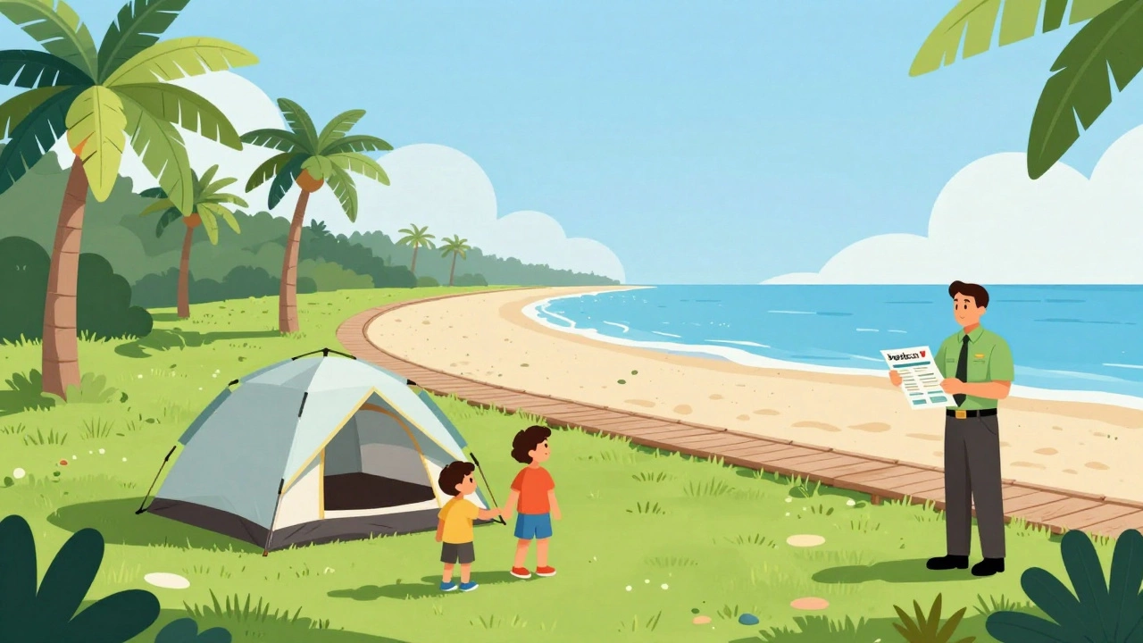 Legal family camping site in Florida state park near the beach with ranger