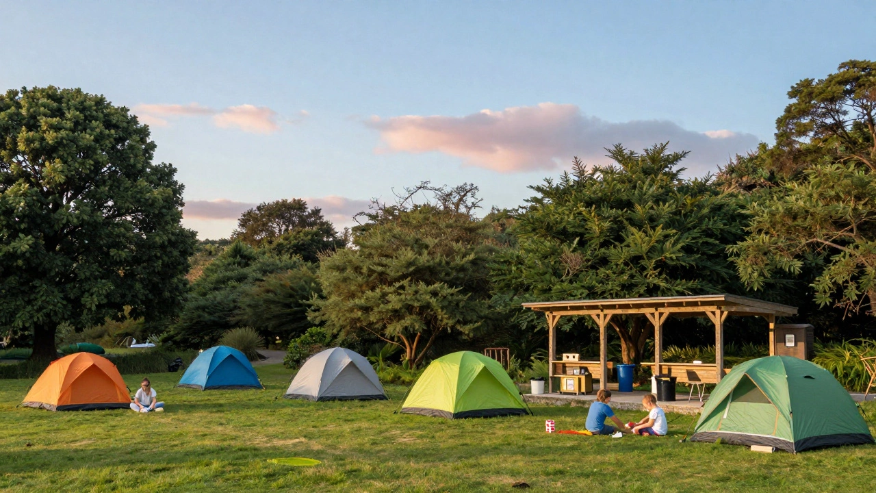 Families relaxing at a legal designated UK campsite