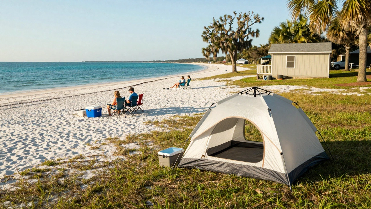 Legal tent camping at Hunting Island State Park near South Carolina beach