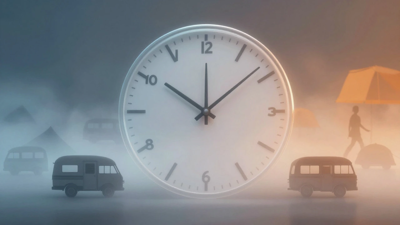 Abstract clock illustration symbolizing the 28-day camping limit